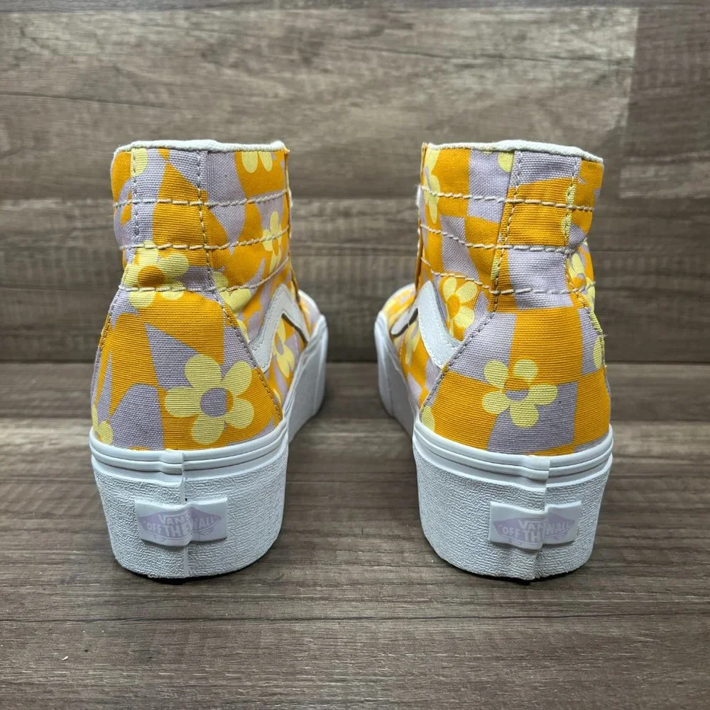 Vans Platform Flowers Yellow Purple Womens US Size 6 EUR 36 721356 Sneakers_4